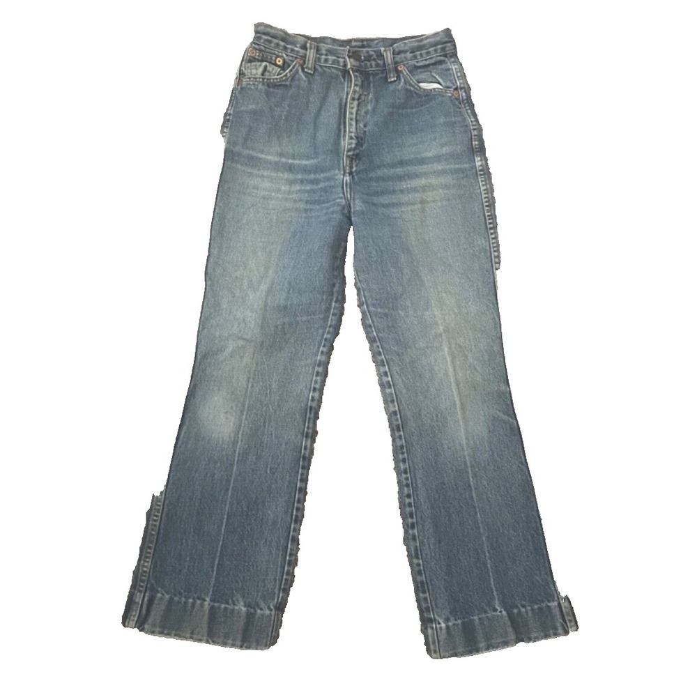 Vintage Levis Wide Leg  Jeans Youth 28x28 Blue Denim Straight Hemmed Maroon Tag